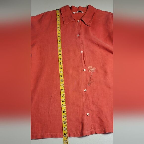 Liz and Jane Vintage Linen Artsy Long Sleeve Button Down Top Blouse XL - Picture 15 of 16